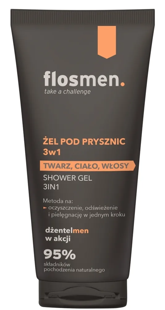 Гель для душа 3 в 1 Floslek Flosmen с кофеином и гранатом, 225 мл