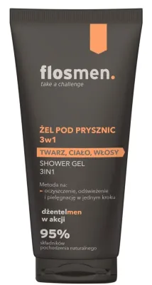 Гель для душа 3 в 1 Floslek Flosmen с кофеином и гранатом, 225 мл