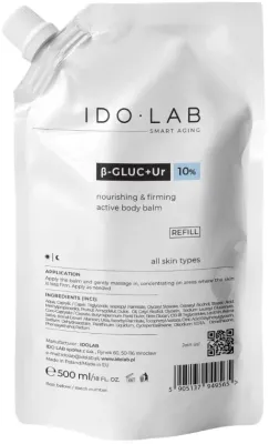 Питательный укрепляющий бальзам для тела Idolab B-Gluc + Ur с бета-глюканом и мочевиной, сменный блок doypack, 500 мл