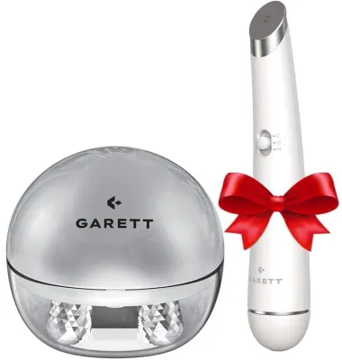 Набор Garett Beauty Pretty Face массажер для лица серебристый и массажер для области вокруг глаз белый