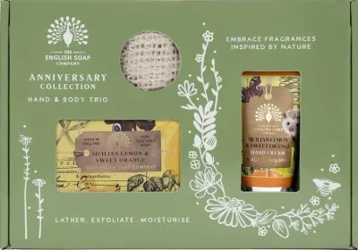 Набор The English Soap Company Sicilian Lemon & Sweet Orange мыло 190 г крем для рук 75 мл и мешочек для мыла