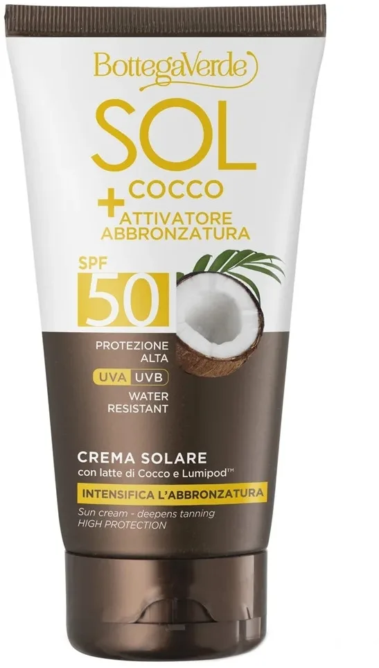Крем солнцезащитный Bottega Verde Sol Cocco SPF 50 активатор загара кокос 150 мл