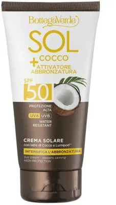 Крем солнцезащитный Bottega Verde Sol Cocco SPF 50 активатор загара кокос 150 мл