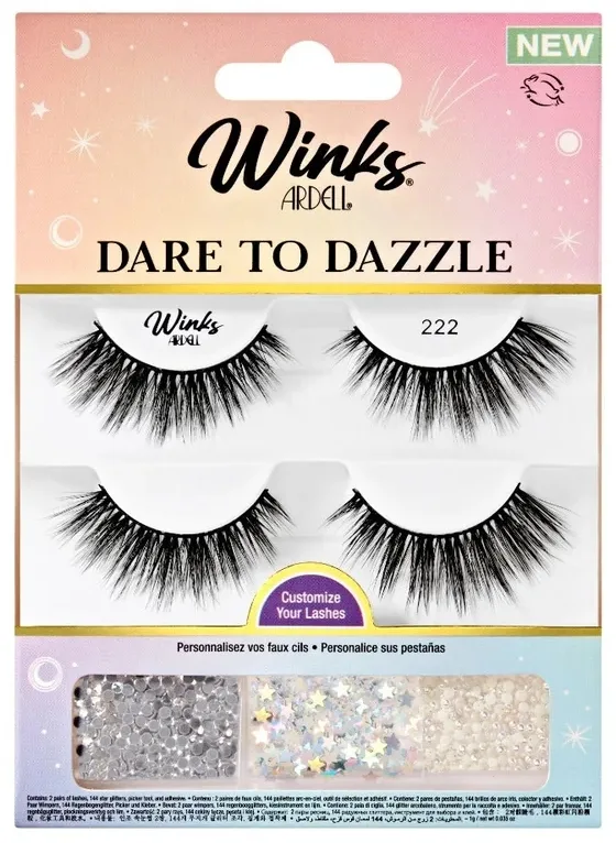 Набор Ardell Winks Dare To Dazzle 222 накладные ресницы 4 пары клей 1 г аппликатор и стразы для ресниц 144 шт
