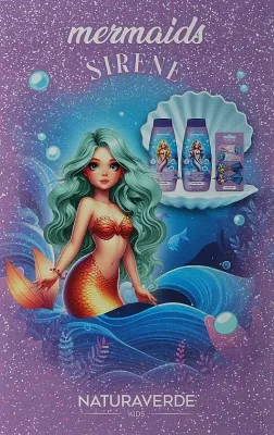 Детский набор Naturaverde Mermaid шампунь-кондиционер 2 в 1 300 мл пена для ванны 300 мл и заколки для волос 2 шт