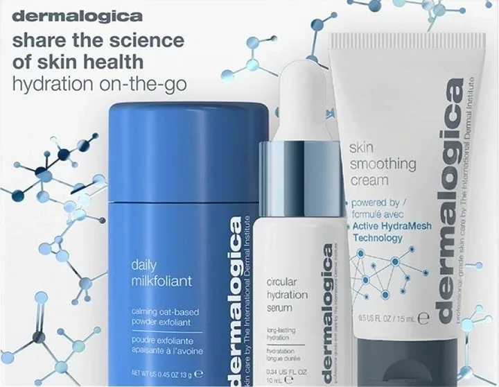 Дорожный набор Dermalogica пудровый эксфолиант 13 г увлажняющая сыворотка 10 мл и крем для лица 15 мл
