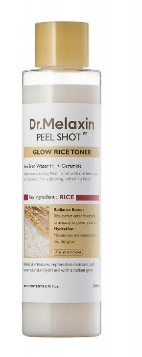 Рисовый тоник для лица Dr.Melaxin Peel Shot Glow с рисовой водой, ниацинамидом и керамидами, 200 мл