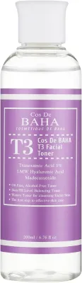 Тоник для лица Cos De BAHA T3 с транексамовой кислотой 3%, глутатионом и PHA-кислотами, 200 мл