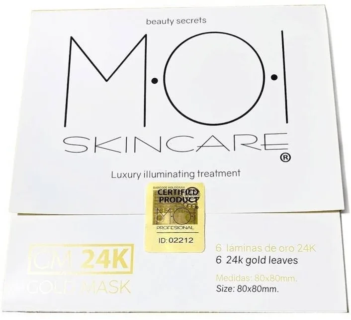 Набор MOI Gold Mask 24k маска для лица 30 мл и листы сусального золота 24 карата 6 шт