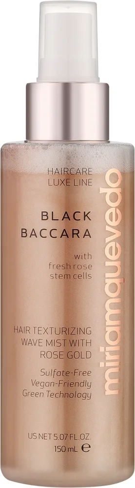 Текстурирующий спрей для волос с розовым золотом Miriam Quevedo Black Baccara Wave Mist, 150 мл