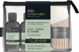 Набор Baylis & Harding Goodness Oud Cedar & Amber средство для ванны 150 мл гель для душа 150 мл лосьон 150 мл и отшелушивающая рукавица — фото 1