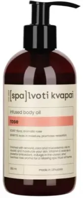 Масло для тела Spalvoti Kvapai Rose с ароматом розы питательное с миндалём и макадамией