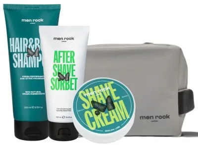 Мужской набор Men Rock Sicilian Lime шампунь для волос и тела лосьон после бритья и крем для бритья с алоэ 200+100+100 мл