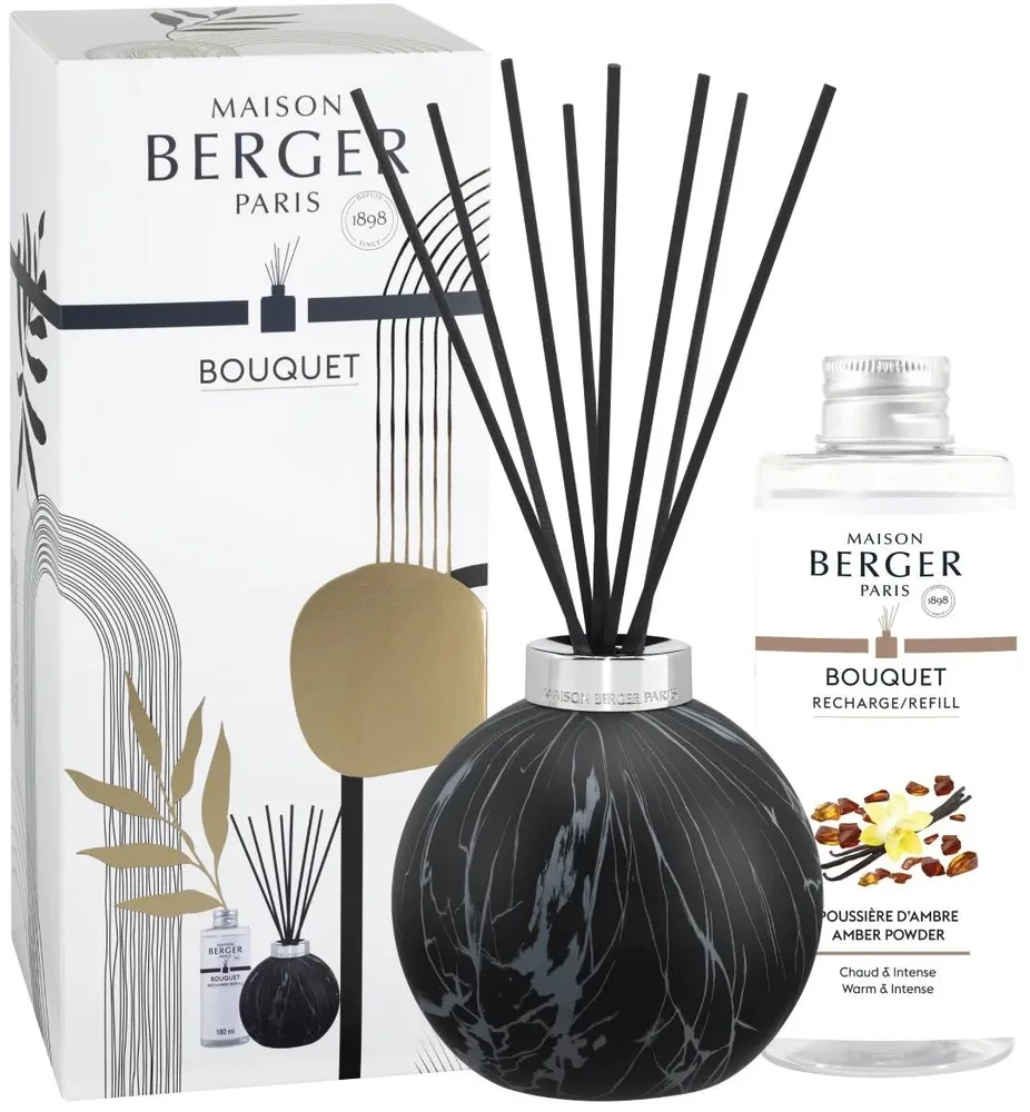 Набор Maison Berger аромадиффузор Marbrure Black и наполнитель Amber Powder 180 мл