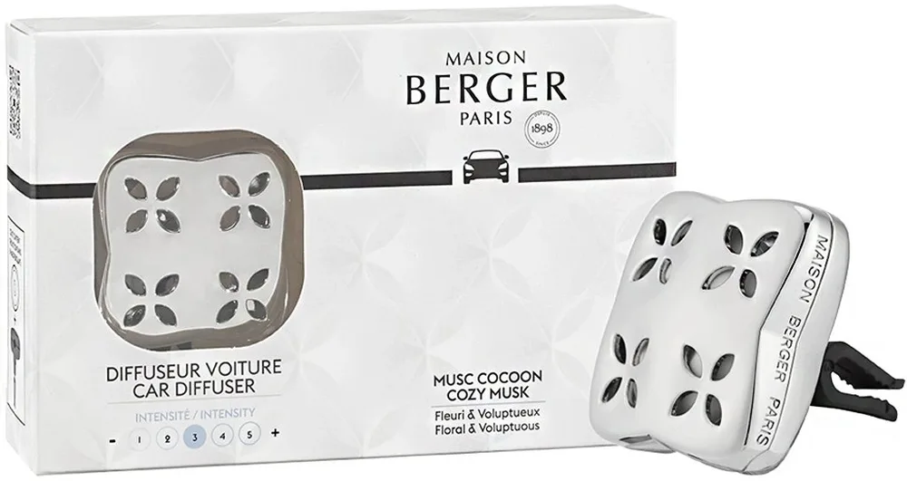 Набор Maison Berger автомобильный диффузор Cosy Silver и наполнитель Cozy Musk