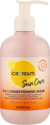 Маска-кондиционер 2в1 для волос после солнца Inebrya Sun Care, аминокислоты сои и пшеницы, экстракт мелиссы, для окрашенных, 300 мл