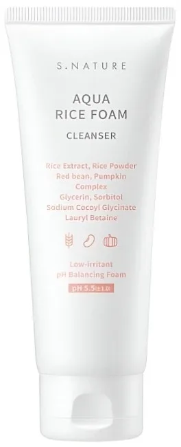 Пенка для умывания S.Nature Aqua Rice Foam Cleanser с экстрактом риса, для всех типов кожи