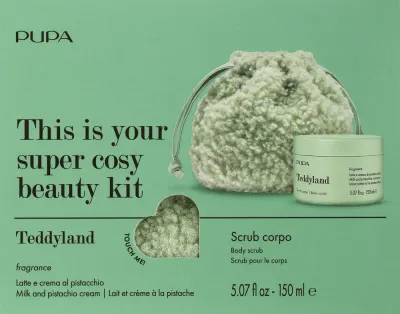 Скраб для тела Pupa Teddyland Milk And Pistachio Cream с частицами скорлупы кокоса и ароматом молочка и фисташки 150 мл