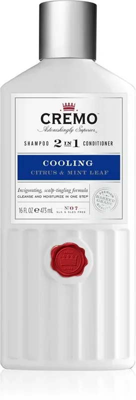 Шампунь Cremo Citrus & Mint Leaf 2 в 1 освежающий с мятой и алоэ вера, 473 мл