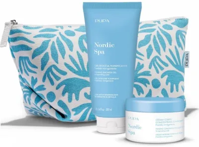 Набор Pupa Nordic Spa гель для душа 300 мл концентрированный крем для тела 150 мл и косметичка