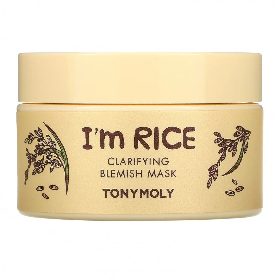 Очищающая маска для лица Tony Moly I'm Rice Clarifying Blemish Mask с рисовым ферментным фильтратом и каолином, 100 мл