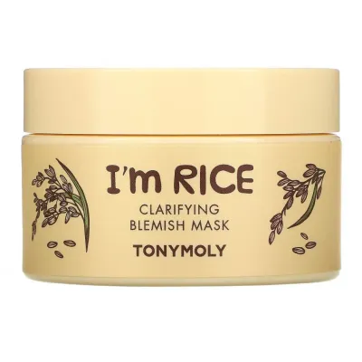 Очищающая маска для лица Tony Moly I'm Rice Clarifying Blemish Mask с рисовым ферментным фильтратом и каолином, 100 мл