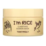 Очищающая маска для лица Tony Moly I'm Rice Clarifying Blemish Mask с рисовым ферментным фильтратом и каолином, 100 мл — фото 1