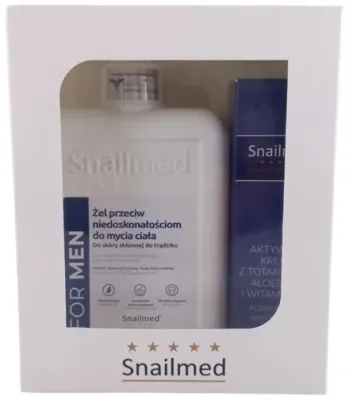 Мужской набор Snailmed гель для душа и крем для лица с гиалуроновой кислотой и маслом макадамии 280+30 мл