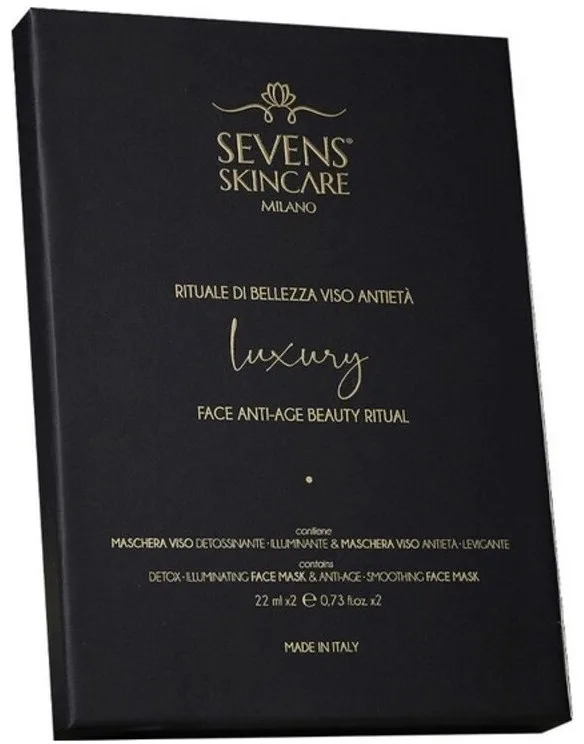 Антивозрастная детокс-маска для лица Sevens Skincare Facial Beauty Ritual с миндальной и гликолевой кислотами, 2 шт