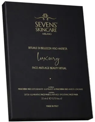 Антивозрастная детокс-маска для лица Sevens Skincare Facial Beauty Ritual с миндальной и гликолевой кислотами, 2 шт