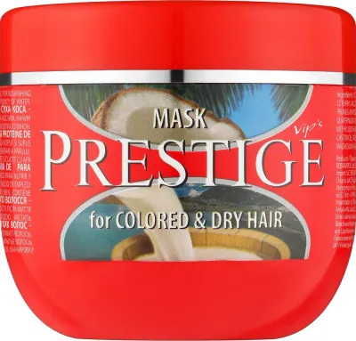 Маска для сухих и окрашенных волос Prestige, кокосовое масло, касторовое масло, молочный компонент, защита цвета, 500 мл