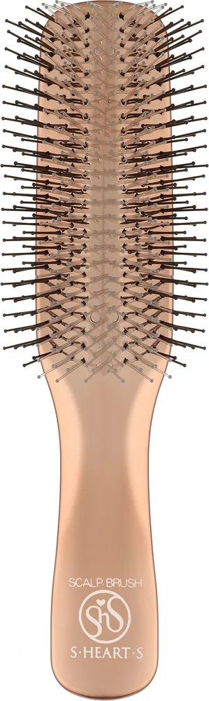 Щётка для волос массажная S-Heart-S Scalp Brush World Model Long Type Pink Gold, для кожи головы, 1 шт