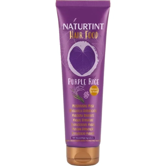 Увлажняющая маска для волос Naturtint Hair Food Purple Rice, экстракт риса, масло ши, протеин баобаба, расторопша, 150 мл