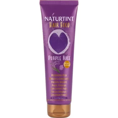 Увлажняющая маска для волос Naturtint Hair Food Purple Rice, экстракт риса, масло ши, протеин баобаба, расторопша, 150 мл
