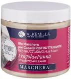 Alkemilla Eco Bio Cosmetic Alkemilla Eco Bio Cosmetic Restructuring Hair Mask - Восстанавливающая маска для волос Alkemilla Cream & Strawberry, масло ши, протеины сои, 200 мл — фото 1