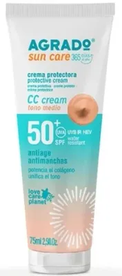 CC-крем солнцезащитный для лица Agrado Protective CC Cream SPF 50+ тон антивозрастной 75 мл