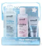 Набор Agrado Hidra+Glow мицеллярная вода 400 мл гель-крем с гиалуроновой кислотой 75 мл и тоник 250 мл — фото 1