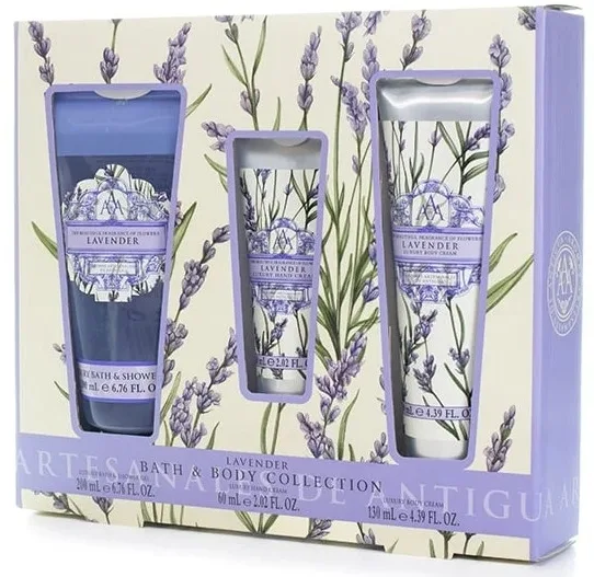 Aromas Artesanales de Antigua Aromas Artesanales De Antigua Lavender Bath & Body Collection (sh/gel/200 мл + b/cr/130 мл + h/cr/60 мл) - Набор для тела Aromas Artesanales Lavender гель для душа крем для тела и крем для рук с маслом ши и ароматом лаванды 200+130+60 мл