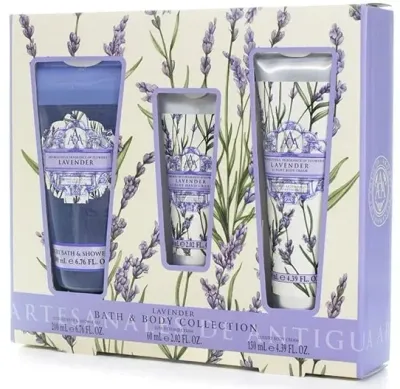 Aromas Artesanales de Antigua Aromas Artesanales De Antigua Lavender Bath & Body Collection (sh/gel/200 мл + b/cr/130 мл + h/cr/60 мл) - Набор для тела Aromas Artesanales Lavender гель для душа крем для тела и крем для рук с маслом ши и ароматом лаванды 200+130+60 мл