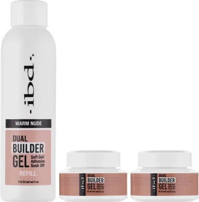 Набор гель для наращивания ногтей IBD Dual Builder теплый нюд мягкий гель и запаска 2x14 г+113 г