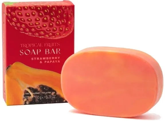 Мыло Tropical Fruits Strawberry And Papaya туалетное клубника и папайя, 150 г