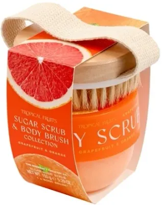 Набор для тела Tropical Fruits Grapefruit & Orange сахарный скраб и щетка для тела с ароматом грейпфрута и апельсина 150 г