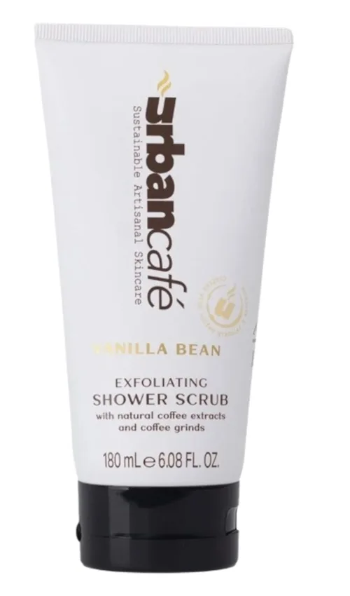 Urban Cafe Urban Cafe Vanilla Bean Exfoliating Shower Scrub - Отшелушивающий скраб для душа Vanilla Bean с экстрактом кофе, ваниль, 180 мл