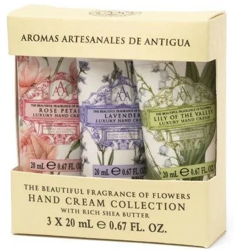 Набор кремов для рук Aromas Artesanales De Antigua Лаванда Ландыш и Лепестки розы 3 шт по 20 мл