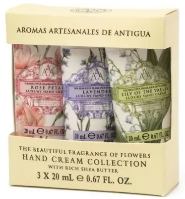Набор кремов для рук Aromas Artesanales De Antigua Лаванда Ландыш и Лепестки розы 3 шт по 20 мл