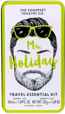 The Somerset Toiletry Co. The Somerset Toiletry Co. Mr. Holiday Travel Essentials Kit (sh/gel/50 мл + shm/50 г + luggage/tag) - Мужской набор The Somerset Toiletry Mr. Holiday гель для душа 50 мл твердый шампунь 50 г и багажная бирка