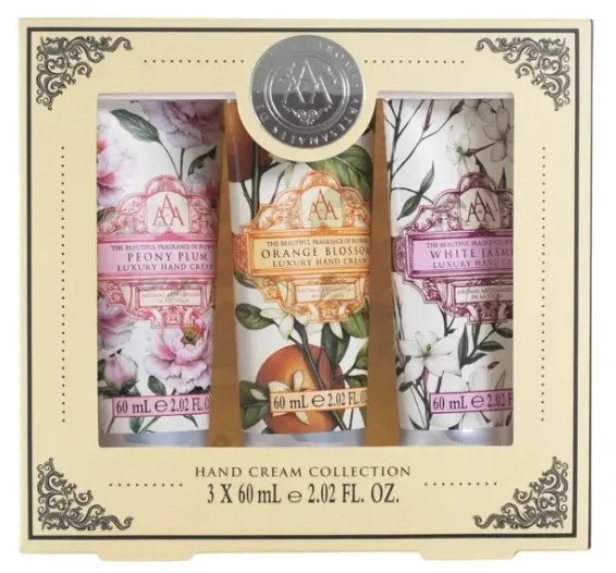 Набор кремов для рук Aromas Artesanales De Antigua Белый жасмин Флердоранж и Пион и слива 3 шт по 60 мл