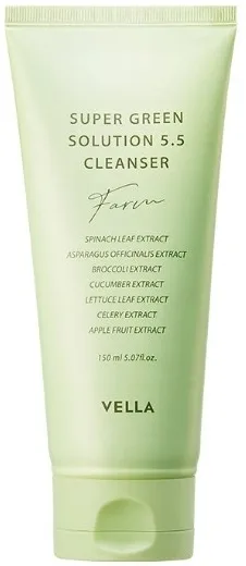 Пенка для умывания Vella Super Green Solution 5.5 Cleanser гелевая, отшелушивающая, 150 мл