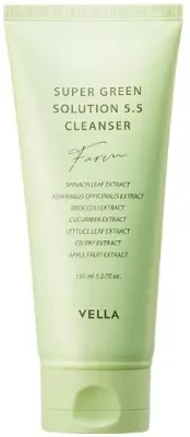 Пенка для умывания Vella Super Green Solution 5.5 Cleanser гелевая, отшелушивающая, 150 мл