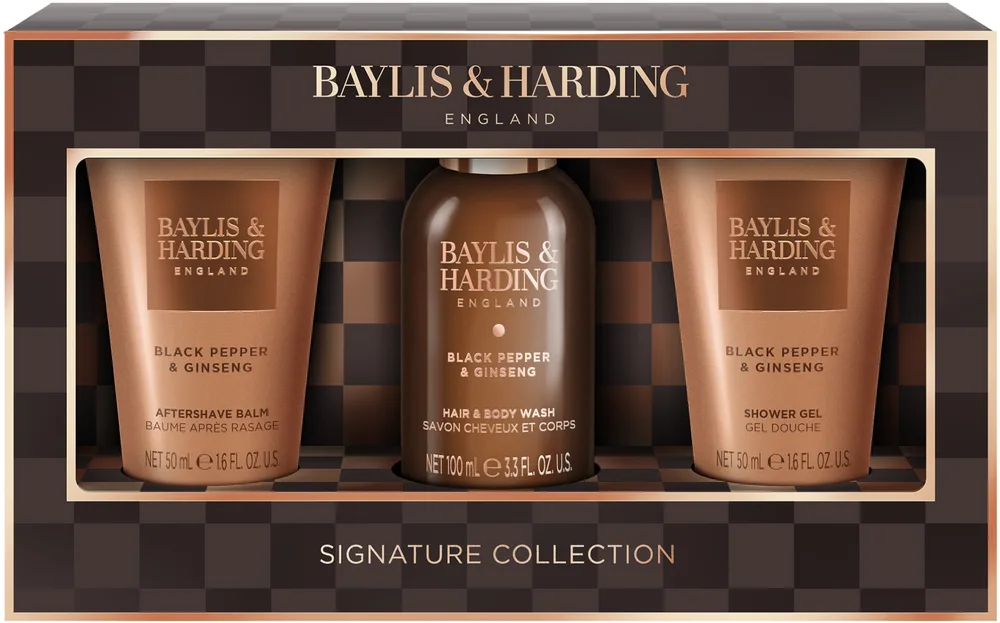 Мужской набор Baylis & Harding Black Pepper & Ginseng гель для тела и волос 100 мл бальзам после бритья 50 мл и гель для душа 50 мл
